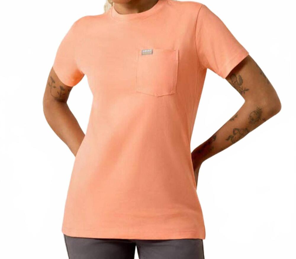 NEW ARIAT rebar cotton strong born work tee in coral